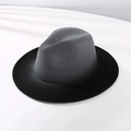 Sombrero jazz clásico de fieltro con degradado gris y negro y ala plana elegante - M (56-58cm) / Gris Degradado Negro