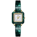 Montre GEDI pour femme avec bracelet en acétate vert émeraude et boîtier carré doré - Marbre Vert