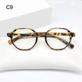 Retro geometric blue light blocking glasses in vintage tortoiseshell pattern with white case - Tortoise