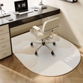 Oval office chair mat with beige abstract wave pattern for wood floor protection - 50x80cm / Style A - Vertical Arch