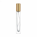 Portable 10ml clear glass perfume spray bottle featuring an elegant metallic gold cap - Square Gold