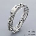 Bracciale a catena cubana lucida da uomo in argento, larghezza 16mm e peso di 91g totali - 215x16mm / Colore Acciaio (KB41223-D)