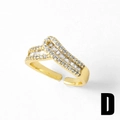 Double layered 18k gold plated open ring featuring sparkling white cubic zirconia - Cross Baguette Inlaid (D)
