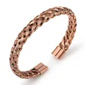 Rose gold twisted cable woven bracelet with magnetic clasp made of stainless steel - Rose Gold