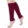 Burgundy ribbed knit leg warmers for women made of warm thick material in solid color - Burgundy
