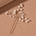 Forcina da sposa fatta a mano con design a rami dorati, perle bianche e cristalli - Oro KC