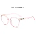 Pink transparent frame sunglasses with golden geometric hinge details and clear lenses - Pink Transparent Frame Transparent Lens