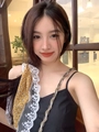 Floral print headscarf with yellow flowers and white lace trim on black camisole - Yellow Daisy Floral Lace