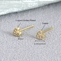 Golden heart-shaped zircon earrings with 3-layer gold plating on copper base - 5MM Heart