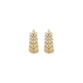 Elegant gold wheat ear hoop earrings with sparkling cubic zirconia in minimalist design - Gold (Rice Ear Shape)