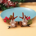 Pair of reindeer antler hair clips with berries, pine cones and rhinestone accents - Christmas Clip Style 5