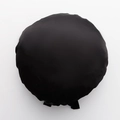Elastic solid black satin sleeping cap with adjustable pleated edge for hair care - Black