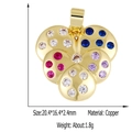 Detailed view of flower-shaped copper pendant with colorful zircon stones in gold finish - Style 31 (Gold Clover Shape Multi Gem)