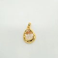 Unique 18K gold-plated irregular teardrop pendant with white and brown stones - Irregular-Gold