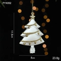 Addobbo albero di Natale bianco opaco con dettagli glitterati dorati e stella - Albero di Natale