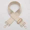 Tracolla jacquard etnica 5cm con triangoli geometrici beige e oro e ganci dorati - No. 723 Gancio Dorato