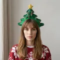 Cute Christmas tree headband with green felt and gold star for festive holiday outfits - Felt Green Christmas Tree Headband