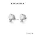 Silver stainless steel heart earrings with white shell inlay, size 15x14mm - Earrings / Steel