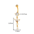 Golden stainless steel belly ring with clover pendant and sparkling cubic zirconia stones - Circle Teardrop Style (2609-4#) / Gold