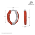 Detailed dimensions of 925 sterling silver hoop earrings with vibrant red drip oil finish - White Gold Plated 925 Silver - Orange