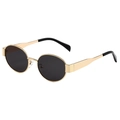 Gafas de sol ovaladas de metal con montura dorada y lentes negras de estilo minimalista - Montura Dorada Lentes Grises Polarizados