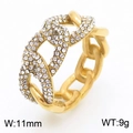 Chunky chain ring with sparkling white cubic zirconia pavé setting in gold finish - Chain Design Style (KR110793-MZOZ)