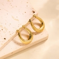Boucles d'oreilles créoles en U plaquées or 18 carats avec motif torsadé élégant - EH082/Spirale Torsadée Forme U