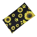 Elastic yoga headband featuring yellow sunflower and footprint prints on black fabric - 12# Black Sunflower Paw