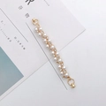 Frosted pearl bow phone case strap with gold finish and rhinestone accents 150mm - K242 Rhinestone Pearl Bracelet