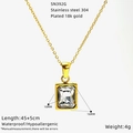 Collana in acciaio inossidabile placcato oro 18K con pendente a cuore in zircone - Stile Zirconia Trasparente Taglio Smeraldo (SN392G)
