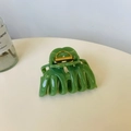 Large green pumpkin shark hair claw clip for thick hair styling in matte finish - Leaf Green