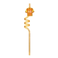 Detail of orange spiral straw with a football jersey charm featuring number ten - Orange Spiral-No.10 Jersey Decor / Orange