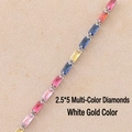 Bracelet arc-en-ciel avec oxydes de zirconium multicolores 2,5x5mm en finition argent - Zircon Arc-en-Ciel (2.5*5mm) - Plaqué Or Blanc