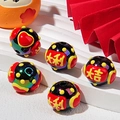 Black glass DIY beads with red dots and auspicious Chinese characters Da Ji Da Li - Good Luck + Heart / Black