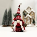 Weihnachtswichtel Plüschfigur mit roter Strickmütze, Schneeflocken und Zuckerstange - Gestrickte Rot/Schwarz/Weiße Gebogene Mütze Mit Zuckerstange - Weiblich