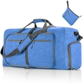 Blue folding travel duffel bag set with high density fabric and small storage pouch - 65L / Ant Sky Blue