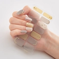 Golden 3D laser nail art stickers with beige and pearl metallic decorative patterns - Beige Grey Gold Silver Pearlescent Multicolor Style (DQ3-060)