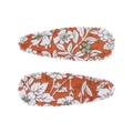 Lot de deux barrettes à fleurs orange avec fleurs blanches et bords festonnés - Pince Goutte à Bord Festonné (Lot de 2) / Base Orange Fleurie