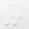 White ribbed cotton crew socks with a minimalist knit texture and clean finish - One Size / Pure White