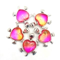 Hartschildpad hangers met roze-geel kleurverloop voor halskettingen set van 5 stuks - 5-delige set / Paarsrood
