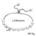 Silver adjustable heart bracelet with 240mm chain and eight heart-shaped charms - Silver Linked Heart Style (KB166603-Z)