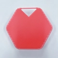 Pink hexagonal silicone body scrubber brush with soft bristles and integrated handle - Standard Type / Pink