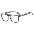 Retro square frame glasses with grey wood grain pattern and clear lenses - Grey Stripe Clear Anti-Blue Lens