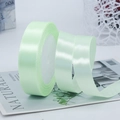 2cm light green satin ribbon for gift wrapping and DIY crafts with smooth silky texture - Light Green