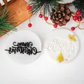 Plätzchenstempel-Set Frohe Weihnachten mit Tannenbaum und Schneeflocken, 7,6 cm Größe - Weihnachtswünsche H