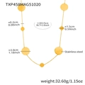Spécifications de taille pour un long collier de pull en acier inoxydable doré - Collier Pull Rond Doré Grand et Petit (TXP458MAG51020)