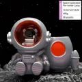 Silver astronaut rocket desk organizer with warm orange led night light and pencil holder - Gray
