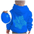 Kids bright blue hoodie with Chasing Sunsets hibiscus and sea element prints - Tops / Size 100 / Sapphire Blue