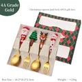 4-piece golden Christmas cutlery set with 3D cartoon icons in a festive gift box - Big Figure Style A 4PCS Green Box / Silver