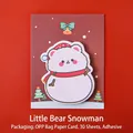 Christmas snowman bear shaped sticky notes with 30 sheets on holiday themed backing card - Bear Snowman / 11.3*8.5cm